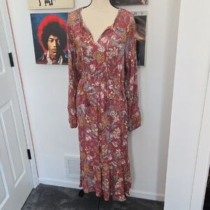 Knox Rose Mauve Floral Long Sleeve Maxi Dress